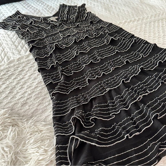 Max Studio Black White Ruffle Mini Dress Small Indie Sleaze Monochrome - Picture 14 of 16